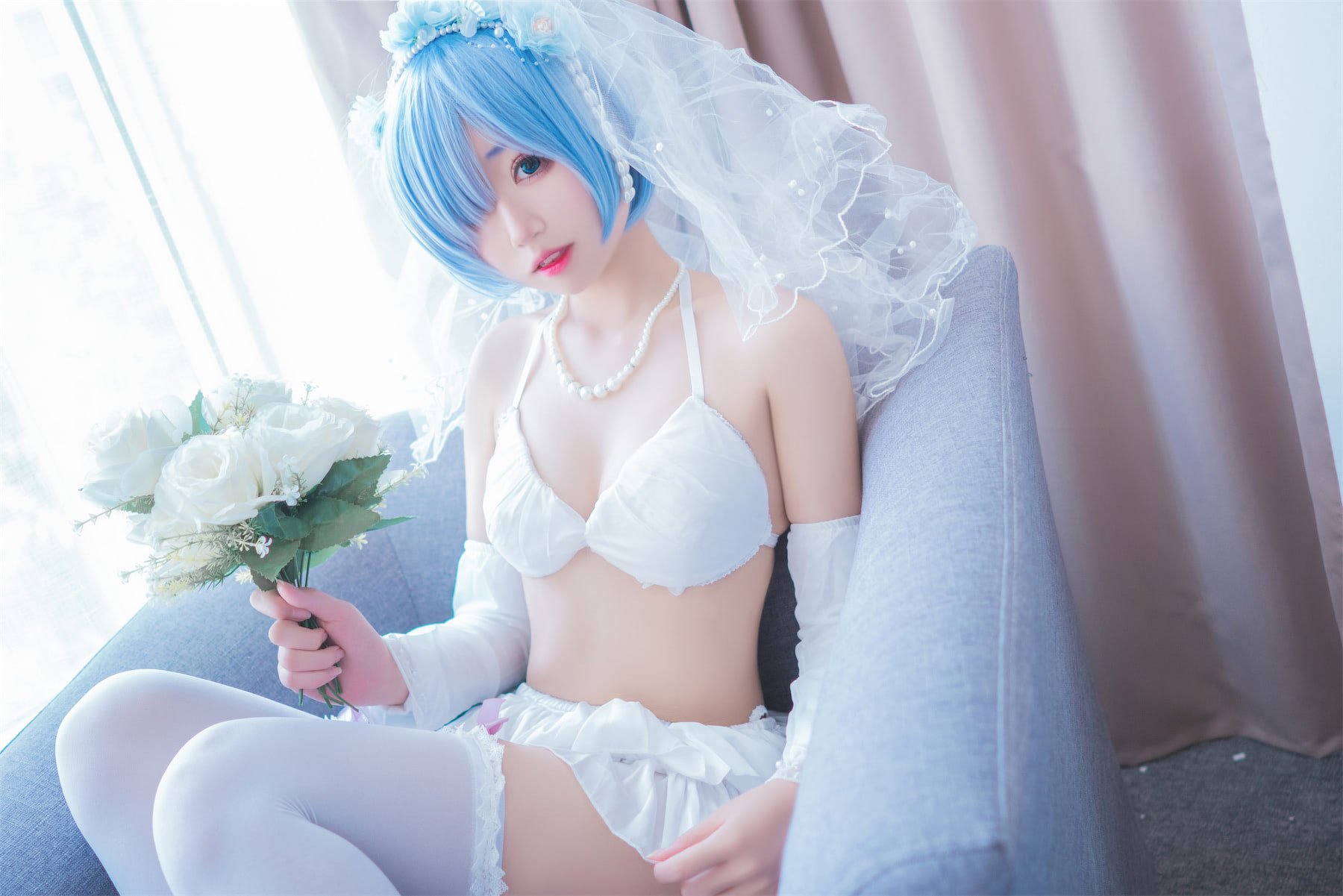 猫君君MaoJun 蕾姆内衣猫耳花嫁睡衣